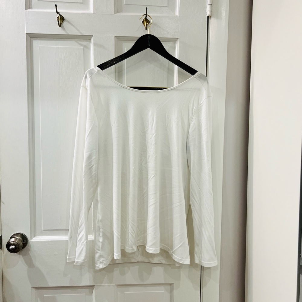 Athleta | Waterfall Front LS White Top - Size XL - EUC